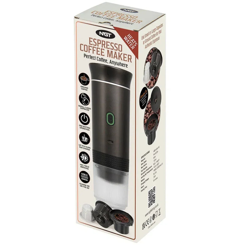 Máquina de Café Expresso Portátil 3 em 1 – Sem Fio, USB-C, 15 Bar, para Cápsulas e Pó