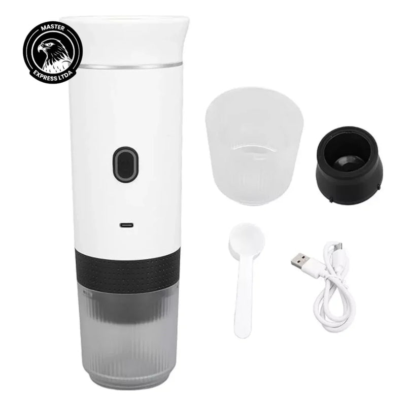 Máquina de Café Expresso Portátil 3 em 1 – Sem Fio, USB-C, 15 Bar, para Cápsulas e Pó
