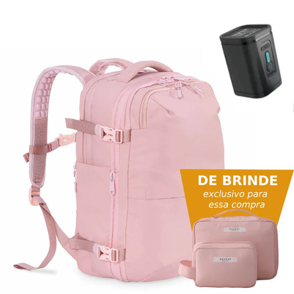 Mochila de Viagem com Cadeado e Compressão a Vácuo Essence + Brinde Necessaire
