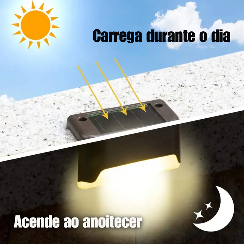 [SÓ HOJE] Mini Luz LED Para Degraus e Sacadas - IP65 À Prova D’Água - Energia Solar - 50% OFF